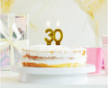 Birthday Candle 30 Metallic 8cm, gold