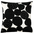 SANDSENAP Cushion cover, black/white handmade, 50x50 cm