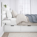 NORDLI Bed frame w storage and headboard, white, 160x200 cm