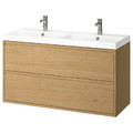 ÄNGSJÖN / BACKSJÖN Wash-stnd w drawers/wash-basin/taps, oak effect, 120x48x69 cm