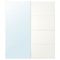 AULI / MEHAMN Pair of sliding doors, white mirror glass/double sided white, 200x236 cm