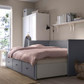 HEMNES Day-bed w 3 drawers/2 mattresses, grey/Åfjäll medium firm, 80x200 cm