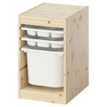 TROFAST Storage combination with box/trays, light white stained pine/white, 32x44x52 cm