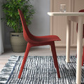 LISABO / ODGER Table and 4 chairs, ash veneer/red, 140 cm