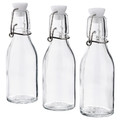 KORKEN Bottle with stopper, clear glass, 15 cl