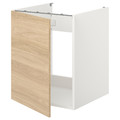 ENHET Bc f sink/door, white, oak effect, 60x62x75 cm