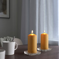 DAGLIGEN Unscented pillar candle, light yellow, 14 cm