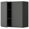 METOD Wall cabinet with shelves/2 doors, black/Voxtorp dark grey, 80x80 cm