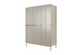 Wardrobe Nicole with Drawer Unit 150 cm, cashmere, gold handles and legs