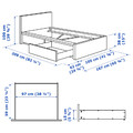 MALM Bed frame, high, w 2 storage boxes, white, 90x200 cm