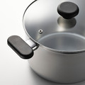 MIDDAGSMAT Pot with lid, clear glass/stainless steel, 5 l