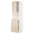 METOD / MAXIMERA Hi cab f micro combi w door/3 drwrs, white/Askersund light ash effect, 60x60x220 cm