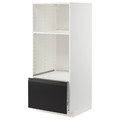 METOD / MAXIMERA High cab for oven/micro w drawer, white/Upplöv matt anthracite, 60x60x140 cm