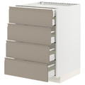 METOD / MAXIMERA Base cb 4 frnts/2 low/3 md drwrs, white/Upplöv matt dark beige, 60x60 cm