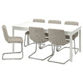 EKEDALEN / LUSTEBO Table and 6 chairs, white chrome-plated/Viarp beige/brown, 180/240 cm