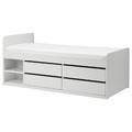 SLÄKT Bed frame w storage+slatted bedbase, white, 90x200 cm