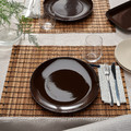 FÄRGKLAR Plate, glossy brown, 26 cm, 4 pack