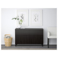 BESTÅ Storage combination w doors/drawers, Lappviken black-brown, 120x40x74 cm