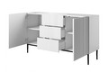 Cabinet with 2 Doors & 3 Drawers Nicole 150 cm, matt white/black legs