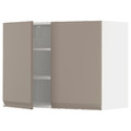 METOD Wall cabinet with shelves/2 doors, white/Upplöv matt dark beige, 80x60 cm