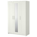 BRIMNES Wardrobe with 3 doors, white, 117x190 cm