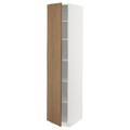 METOD High cabinet with shelves, white/Tistorp brown walnut effect, 40x60x200 cm