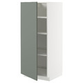 METOD High cabinet with shelves, white/Nickebo matt grey-green, 60x60x140 cm