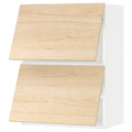 METOD Wall cab horizo 2 doors w push-open, white/Askersund light ash effect, 60x80 cm