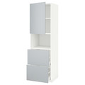 METOD / MAXIMERA Hi cab f micro w door/2 drawers, white/Veddinge grey, 60x60x200 cm