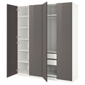 PAX / FARDAL Wardrobe combination, white/high-gloss grey, 200x60x236 cm