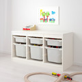 TROFAST Storage combination with boxes, white, white, 99x44x56 cm