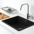 KILSVIKEN Inset sink, 1 bowl, black quartz composite, 56x46 cm