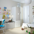 SMÅSTAD / PLATSA Storage combination, white grey/with bench, 150x57x181 cm