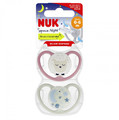 NUK Soother Pacifier Space Night 2pcs 0-6m, pink/grey