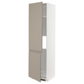 METOD High cab f fridge/freezer w 2 doors, white/Upplöv matt dark beige, 60x60x220 cm