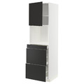 METOD / MAXIMERA Hi cab f micro combi w door/3 drwrs, white/Nickebo matt anthracite, 60x60x200 cm