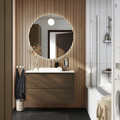 ÄNGSJÖN / BACKSJÖN Wash-stnd w drawers/wash-basin/tap, brown oak effect/white marble effect, 102x49x71 cm