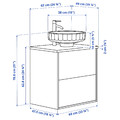 ÄNGSJÖN / LERSJÖN Wash-stnd w drawers/wash-basin/tap, high-gloss white/white marble effect, 62x49x79 cm