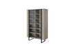 High Cabinet Display Cabinet Verica 120 cm, biscuit oak, black legs