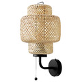 SINNERLIG Wall lamp, wired-in installation, bamboo/handmade