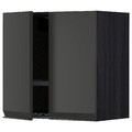 METOD Wall cabinet w dish drainer/2 doors, black/Upplöv matt anthracite, 60x60 cm