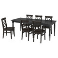 INGATORP / INGOLF Table and 6 chairs, black/brown-black, 155/215 cm