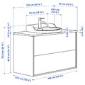 TÄNNFORSEN / RUTSJÖN Wash-stnd w drawers/wash-basin/tap, white/black marble effect, 102x49x76 cm