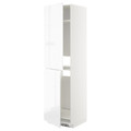 METOD High cabinet for fridge/freezer, white, Voxtorp high-gloss/white, 60x60x220 cm