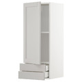 METOD / MAXIMERA Wall cabinet with door/2 drawers, white/Lerhyttan light grey, 40x100 cm