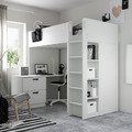 SMÅSTAD Loft bed, white grey/with desk with 3 drawers, 90x200 cm