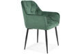 Glamour Chair with Armrests EMMA, velvet, dark green