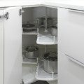 METOD Corner base cabinet with carousel, white/Voxtorp matt white, 88x88 cm
