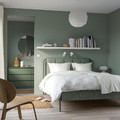 TÄLLÅSEN Upholstered bed frame with mattress, Kulsta grey-green/Vesteröy medium firm, 160x200 cm