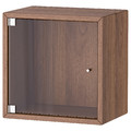 EKET Wall cabinet with glass door, brown walnut effect, 35x25x35 cm